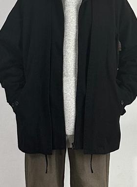 WHICHONE 日系cleanfit假两件工装夹克落肩宽松水洗立领风衣外套