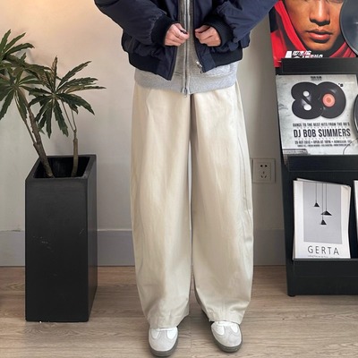 WHICHONE日系慵懒风侧扣弯刀裤