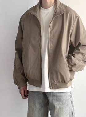 WHICHONE 美式秋季复古刺绣立领夹克男宽松休闲百搭工装外套