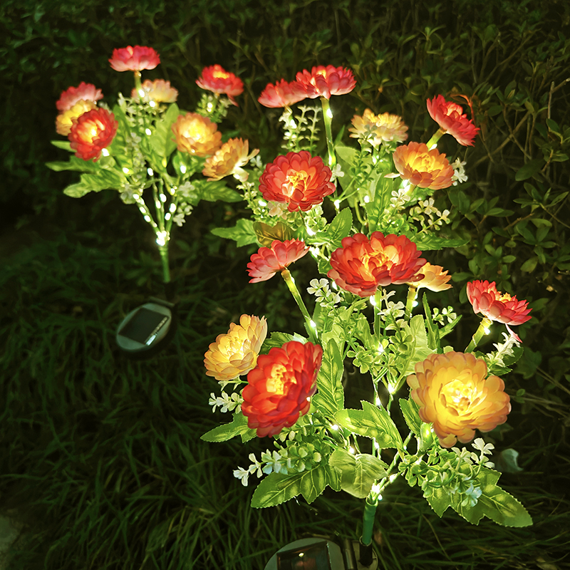 新款7头太阳能雪莲花户外装饰LED