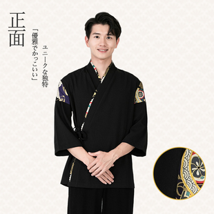寿司店拉面厨师服板前寿司店日本料理工作服上衣日式男服务员工衣