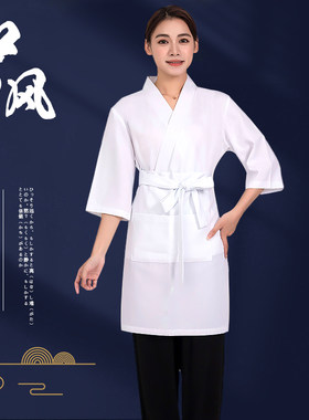 日式女厨师服白色工作服
