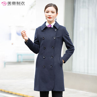 物业职业工作服大衣女顺毛呢售楼部办公室外套冬季新款中长款工装