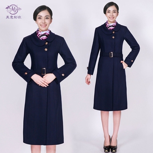 毛呢女大衣中长款冬季加厚呢子外套物业客服管家导医讲解员工作服