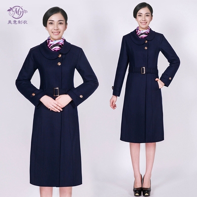 冬季毛呢女大衣中长款物业工作服