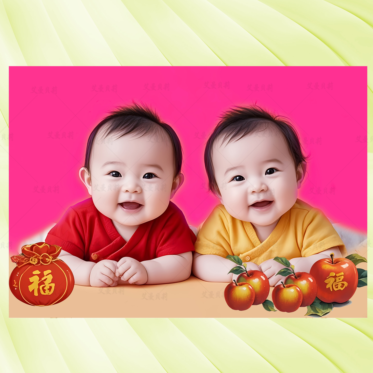 求子贴画早生贵子多子多福胖娃娃
