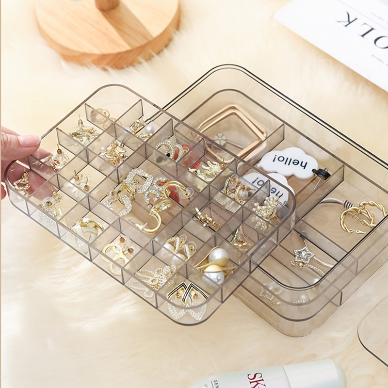 亚克力首饰盒收纳盒家用大容量项链戒指整理盒耳环耳钉分格饰品盒,收纳整理,首饰盒,淘宝优惠券,粉丝福利购,淘宝优惠卷