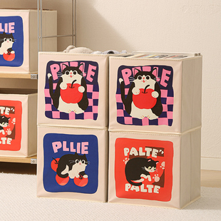 方形布艺收纳箱卡通可折叠衣柜衣服裤子储物盒可叠加玩具书本整理