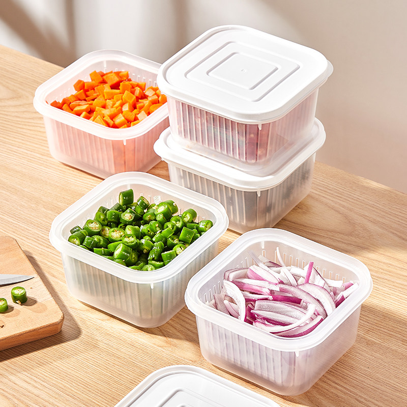 多用沥水冰箱食品带盖整理保鲜盒