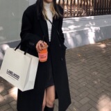 2026春秋新款黑色毛呢外套赫本风中长款小个子加厚呢大衣p97-k158，女装毛呢外套，浙宝318