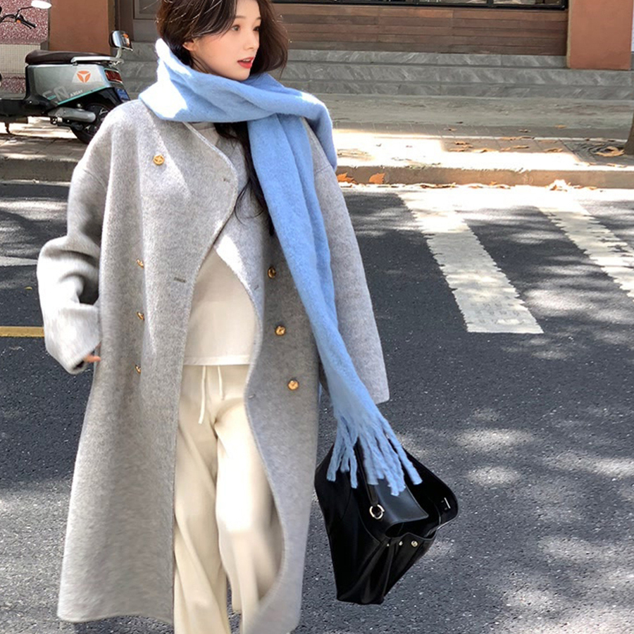 灰色双面羊毛呢大衣2025秋冬高级感中长款韩系呢外套872p125k228,女装毛呢外套,浙宝318 灰色双面羊毛呢大衣2025秋冬高级感中长款韩系呢外套872p125k228,女装毛呢外套,浙宝318