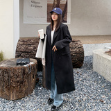 黑毛呢外套中长款学院赫本风2025春秋新款加厚呢自拍p100168，女装毛呢外套，浙宝318