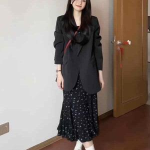 黑色西装外套2026年春秋新款韩版休闲宽松炸街西服小个子 p80k138图片