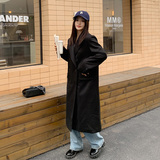 黑毛呢外套中长款学院赫本风2025春秋新款加厚呢自拍p100168，女装毛呢外套，浙宝318