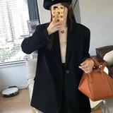 百搭一粒扣女宽松韩版卡其色西装韩版设计感春秋休闲气质小个子，女装连衣裙，浙宝318