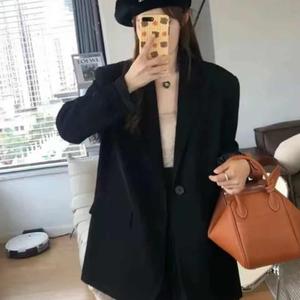 百搭一粒扣女宽松韩版卡其色西装韩版设计感春秋休闲气质小个子图片