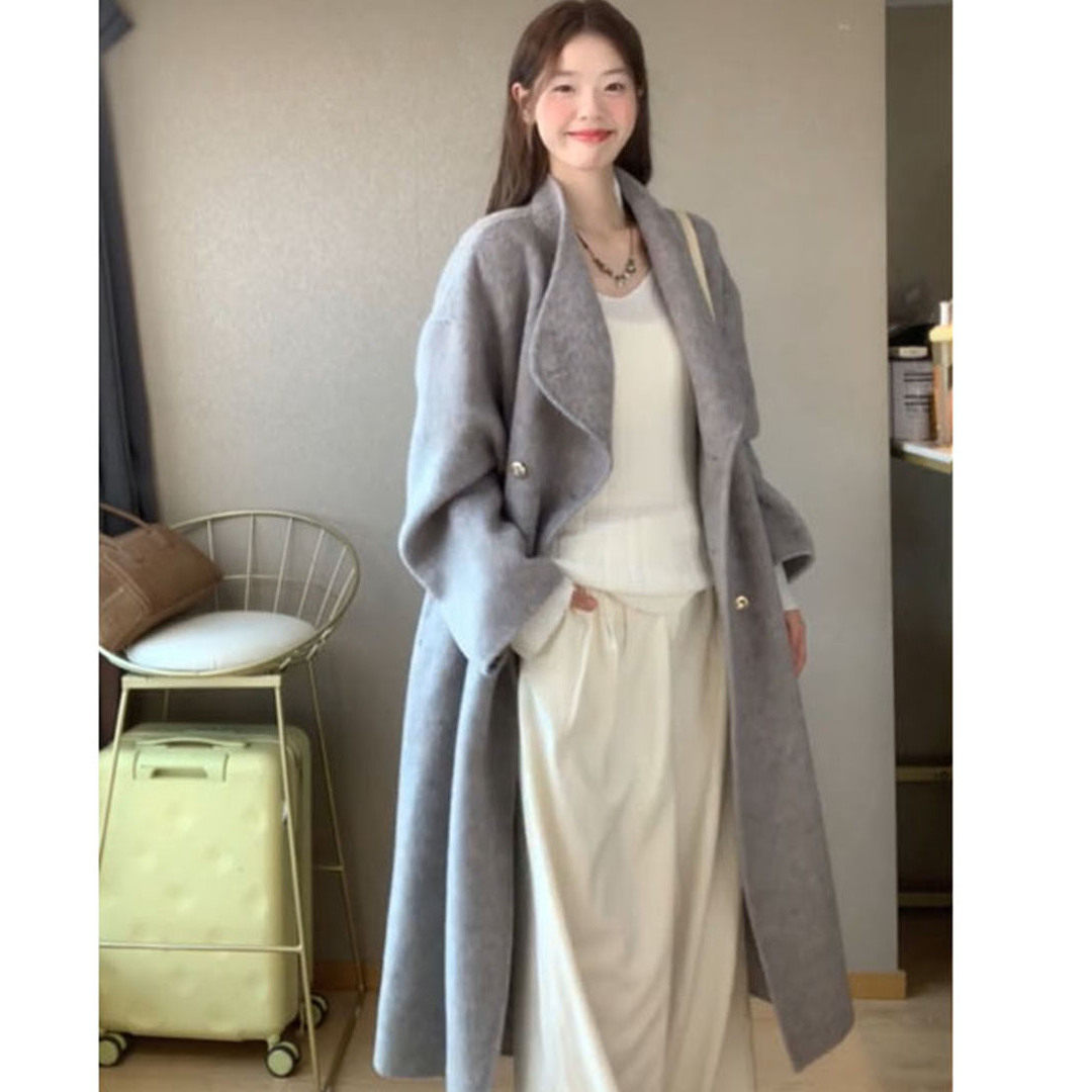 气质灰色羊毛呢子大衣2026新款毛呢外套赫本风高级感861p115k188,女装毛呢外套,浙宝318