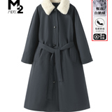 深棕色羊羔毛领白鹅绒羽绒服2026冬季新款过膝派克服886p220k410，女装羽绒服，浙宝318
