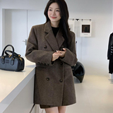 西装毛呢大衣女秋冬2025新款高级感短款外套呢子赫本风606p90k158，女装毛呢外套，浙宝318