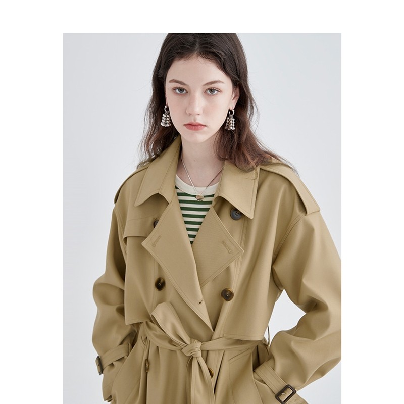 卡其色风衣女中长款2026年秋新款宽松显瘦英伦风外套850p95k168，女装风衣，浙宝318
