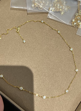 新品！10分莫桑钻泡泡锁骨链925银简约项链