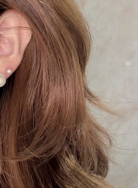 8mm 10mm 12mm 14mm海贝珠耳钉行走的极光小燈泡 小众珍珠耳钉