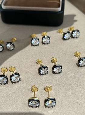 黑金1ct莫桑钻耳钉925银耳骨钉