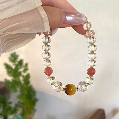 天然白水晶算盘珠手链