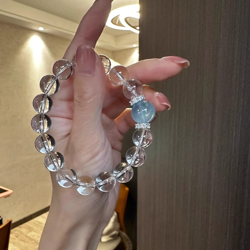 轻奢白水晶海蓝宝手串