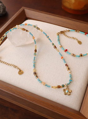 轻奢复古图画石手链项链女