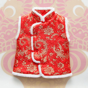 喜庆儿童新年马甲拜年服女男童唐装棉马甲幼儿园春节表演服中国风