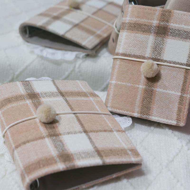 躲在耳里|限量毛呢活页|温柔淡橘秋冬格纹经典氛围重工手帐本m5a7,文具电教/文化用品/商务用品,手帐/日程本/计划本,淘宝优惠券,粉丝福利购,淘宝优惠卷