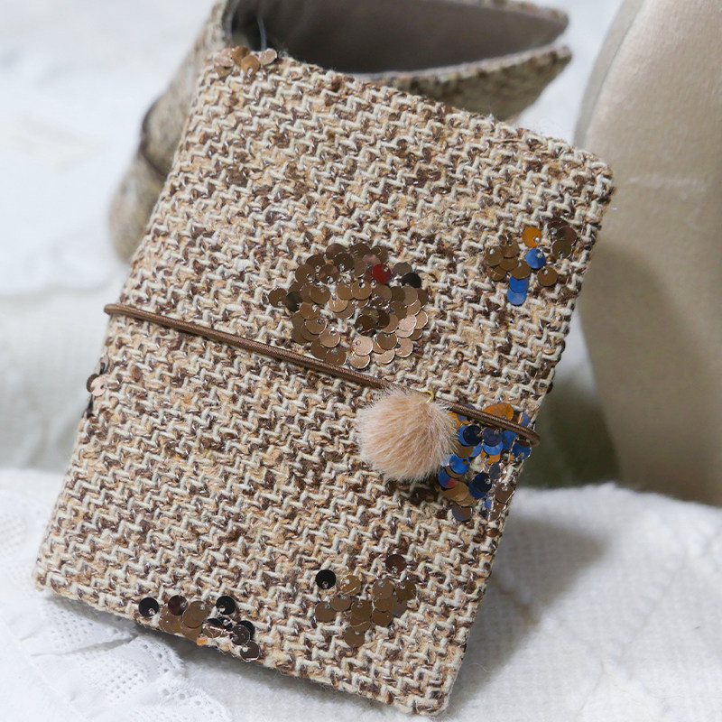 躲在耳里|限量毛呢活页|复古卡其亮片高级精致氛围重工手帐本m5a7,文具电教/文化用品/商务用品,手帐/日程本/计划本,淘宝优惠券,粉丝福利购,淘宝优惠卷