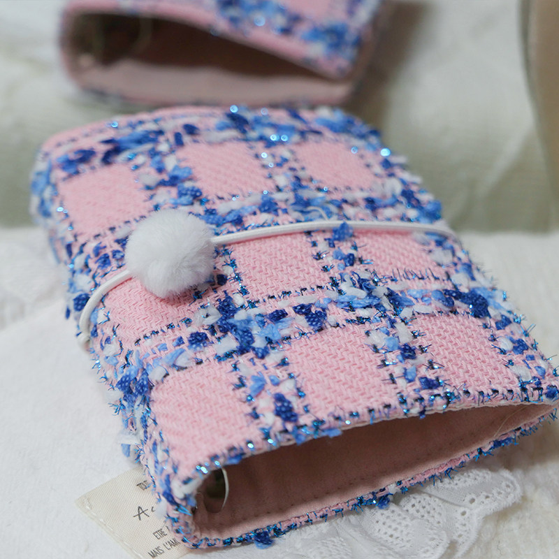 躲在耳里|限量毛呢活页|粉蓝撞色格纹经典小众氛围重工手帐本m5a7,文具电教/文化用品/商务用品,手帐/日程本/计划本,淘宝优惠券,粉丝福利购,淘宝优惠卷