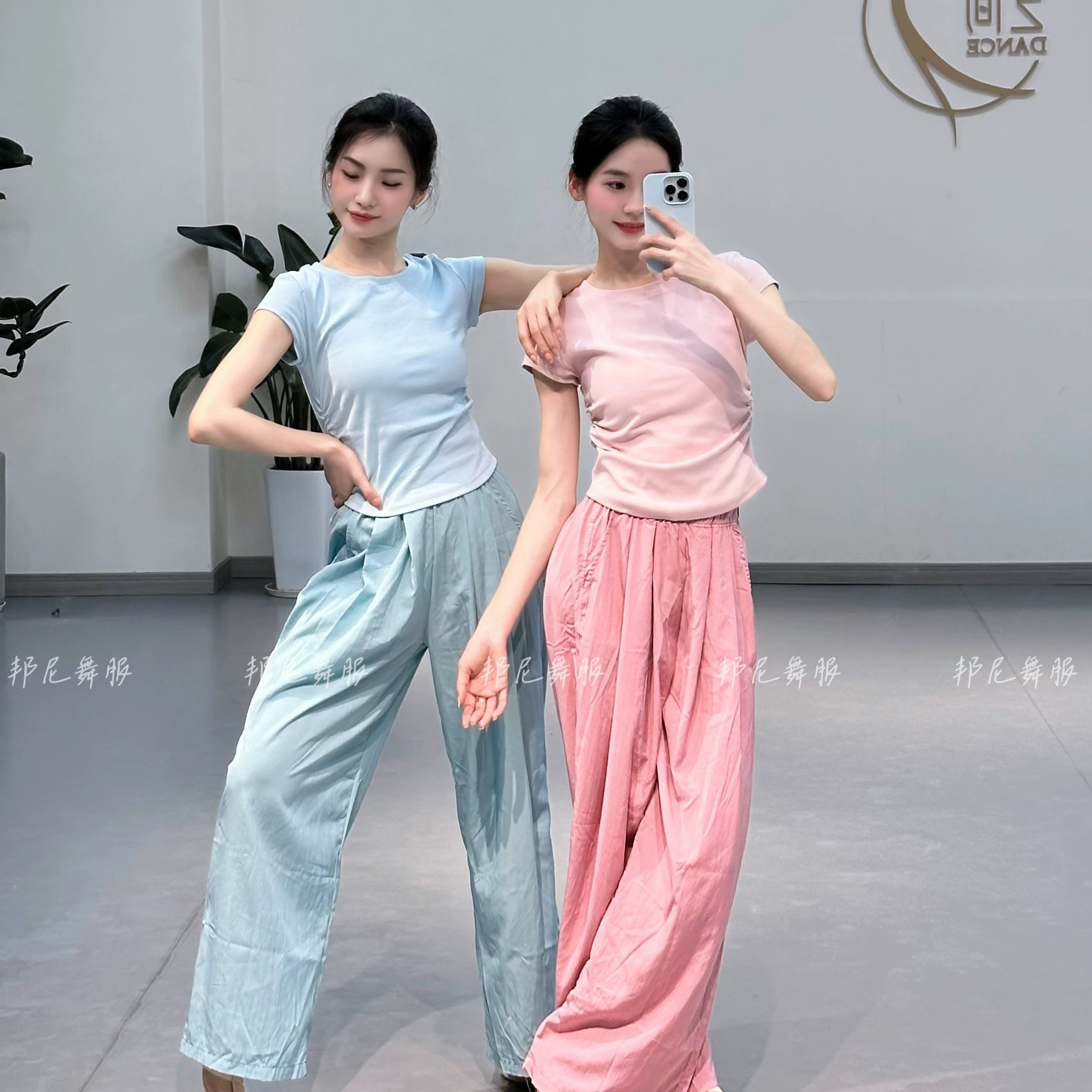 邦尼舞服多巴胺古典舞练功服新款短袖圆领上衣中国现代舞训练裤服图片