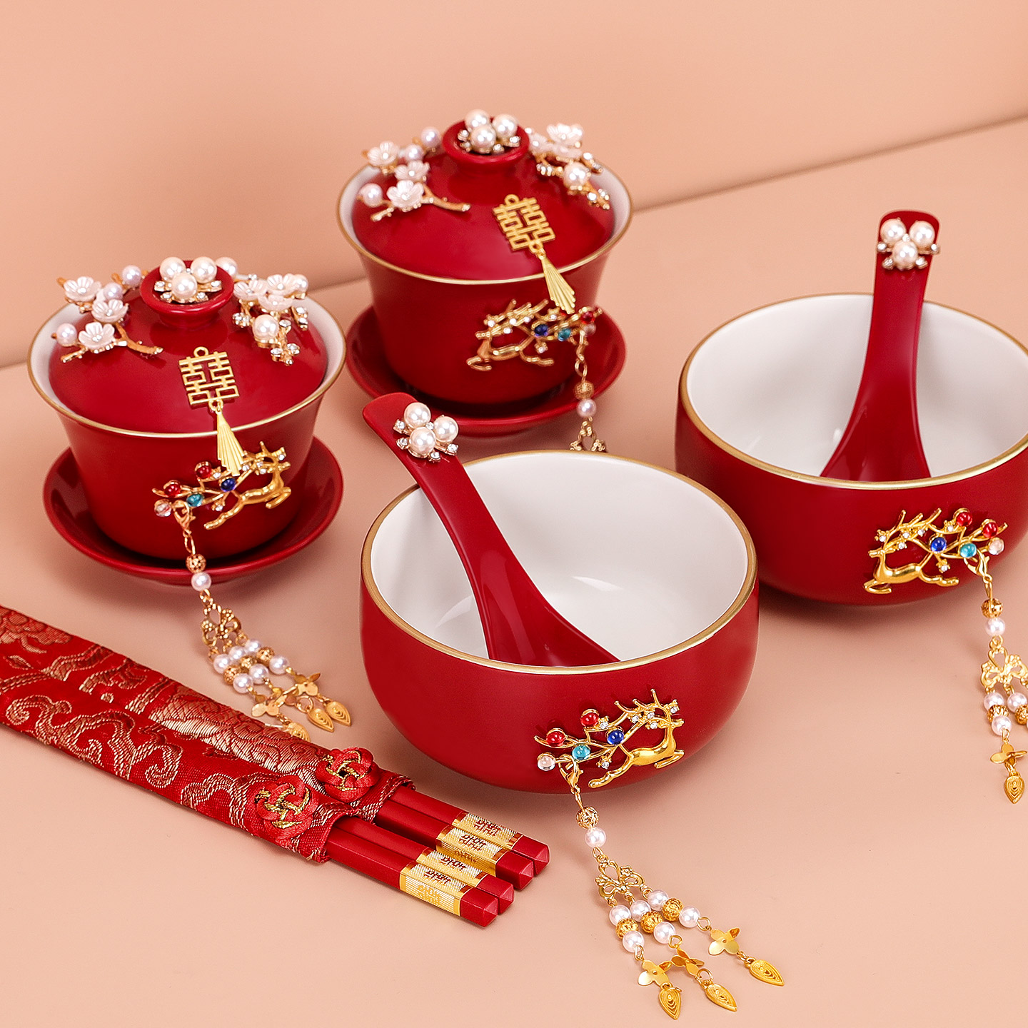 敬茶杯结婚改口茶杯一对