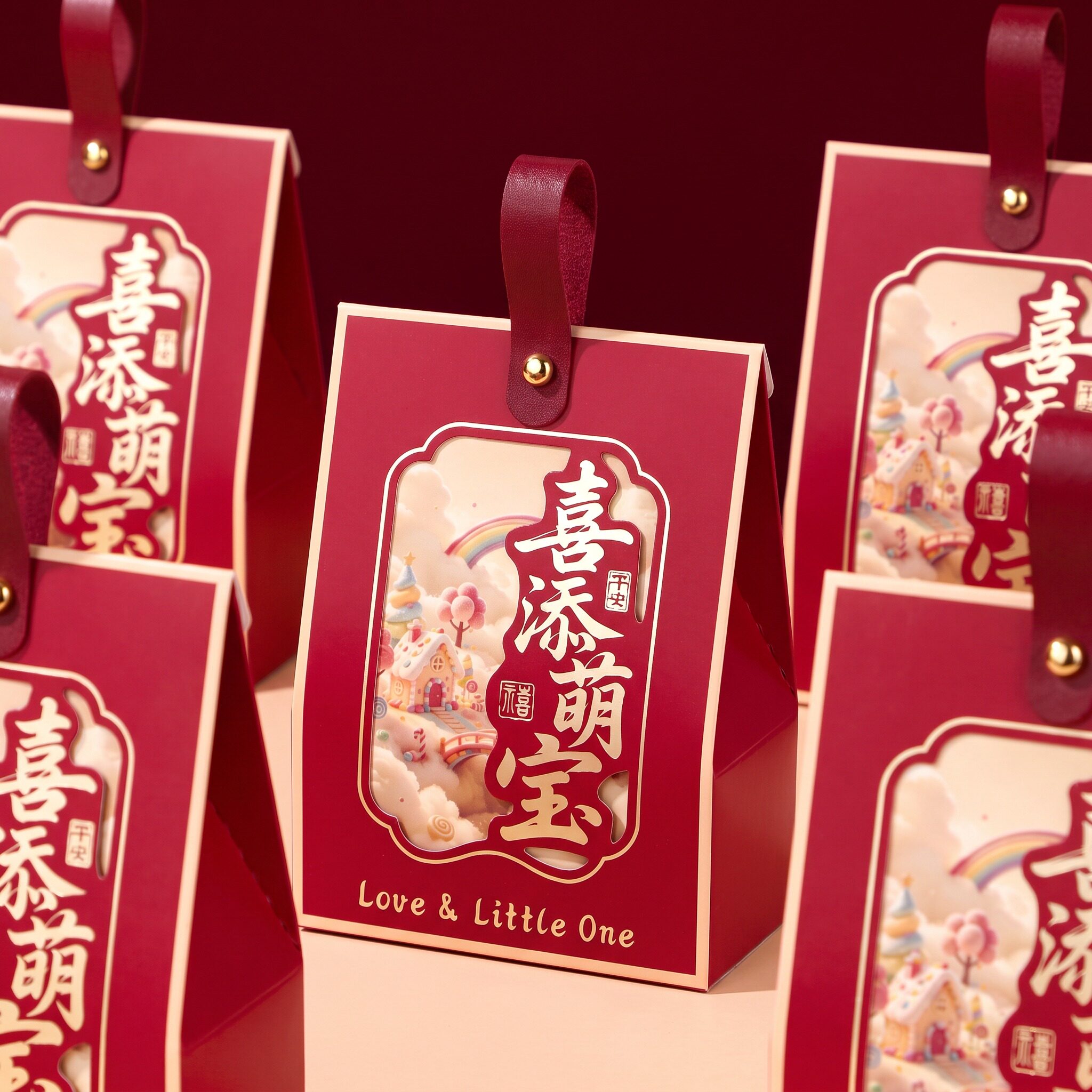 宝宝出生喜糖盒满月礼盒空盒子喜蛋包装盒诞生礼盒生日小号礼盒装