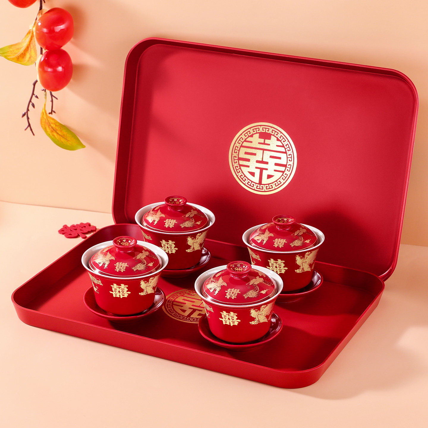 结婚喜碗敬茶杯一对陪嫁用品红色茶具婚礼改口敬茶酒杯茶具套装,餐饮具,盖碗,淘宝优惠券,粉丝福利购,淘宝优惠卷