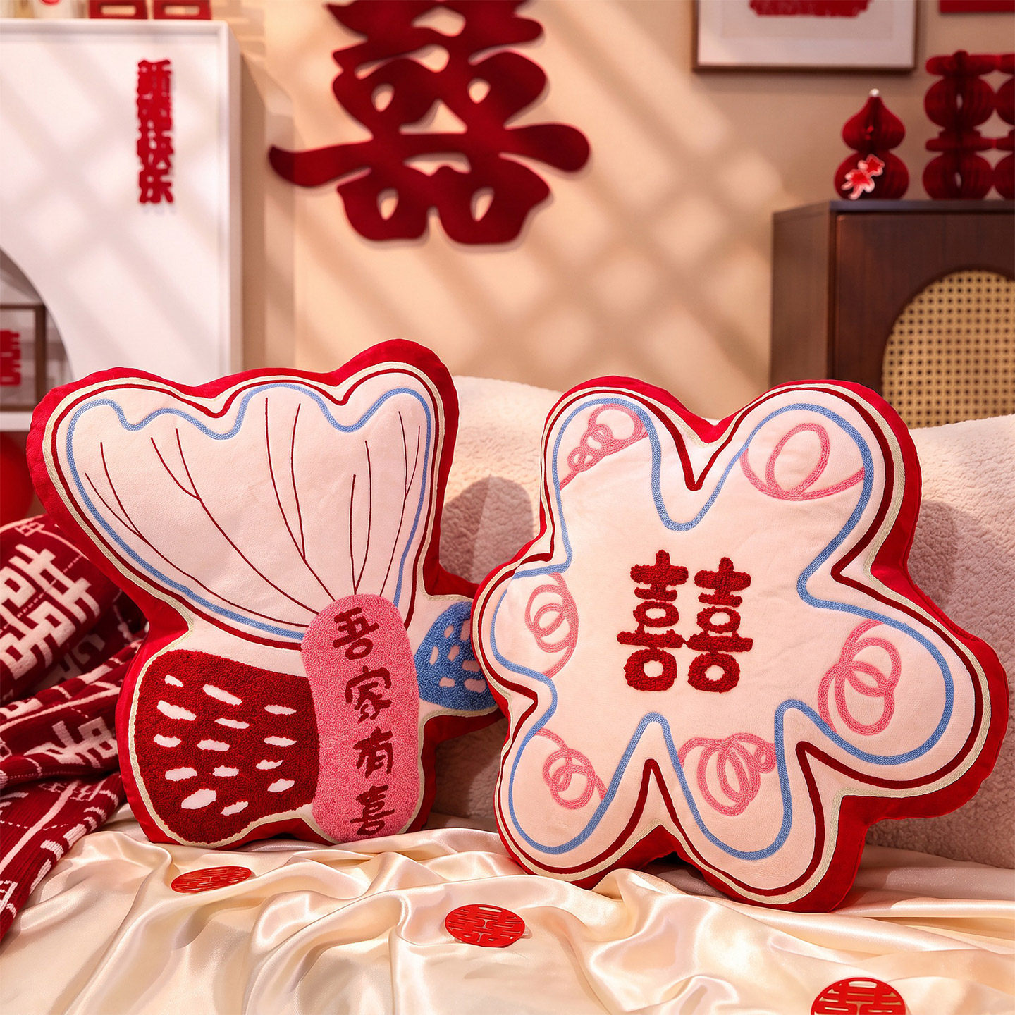 压床娃娃结婚一对新款高档婚礼婚房靠枕摆件婚庆婚床公仔情侣抱枕