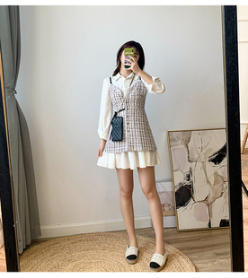 2019年新款 Ron秋季 复古裙子收腰显瘦秋装 连衣裙女两件套法式 套装