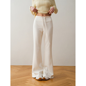 ron&ron简约高腰微喇休闲裤 显瘦百搭长裤 2026春季 松紧腰抽绳修身