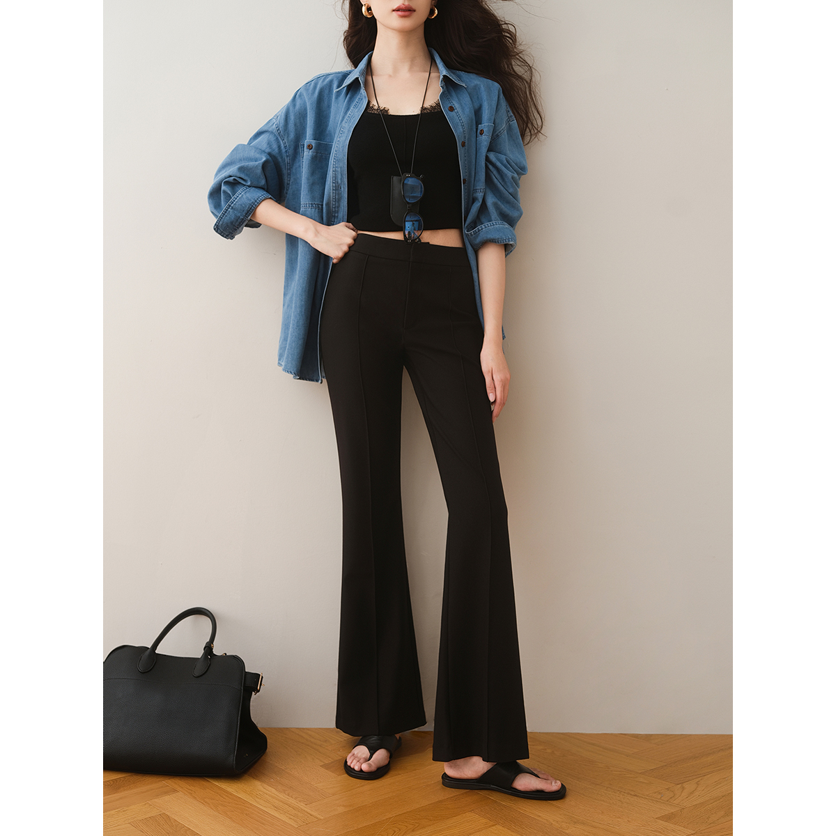 气质百搭高腰修身长裤休闲裤