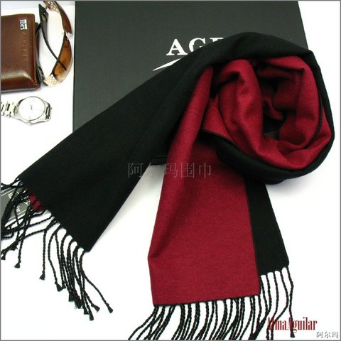 围巾男士纯色冬季新款100%桑蚕丝保暖围脖长男朋友礼物商务礼盒装