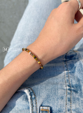 杂志日系复古琥珀色系手链