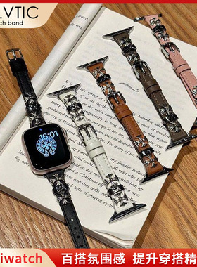 GELVTIC适用于苹果s11表带克罗心十字架细款皮质合金s9/s10/se