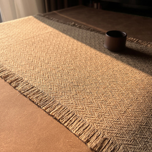禅意桌旗纯麻中式茶室茶艺茶旗茶垫布加厚长条桌布茶桌垫茶席定制