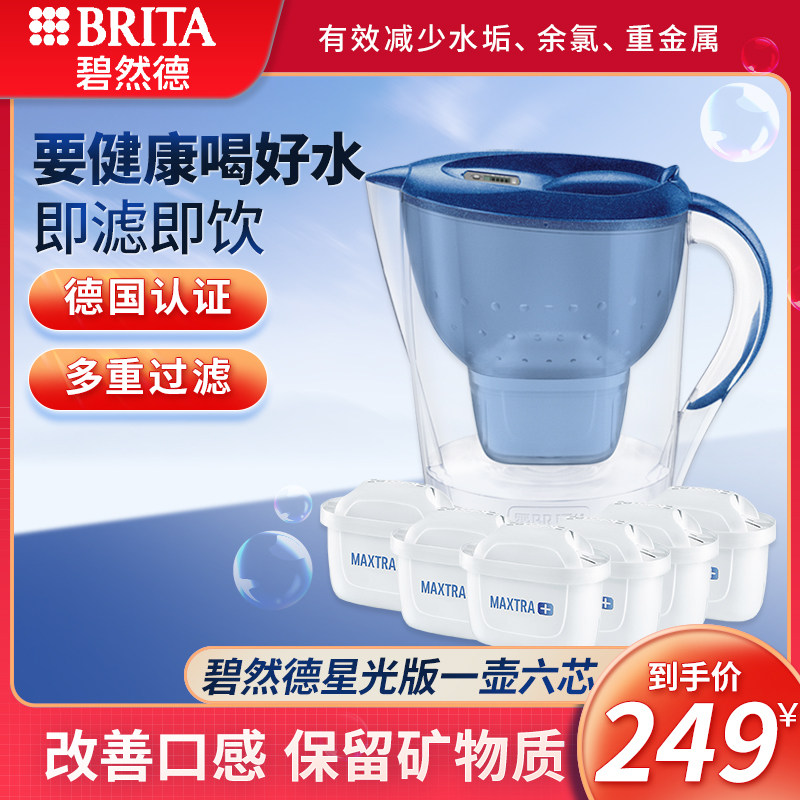 德国BRITA碧然德过滤壶水壶M3.5L厨房净水壶净水器滤芯家用1壶7芯