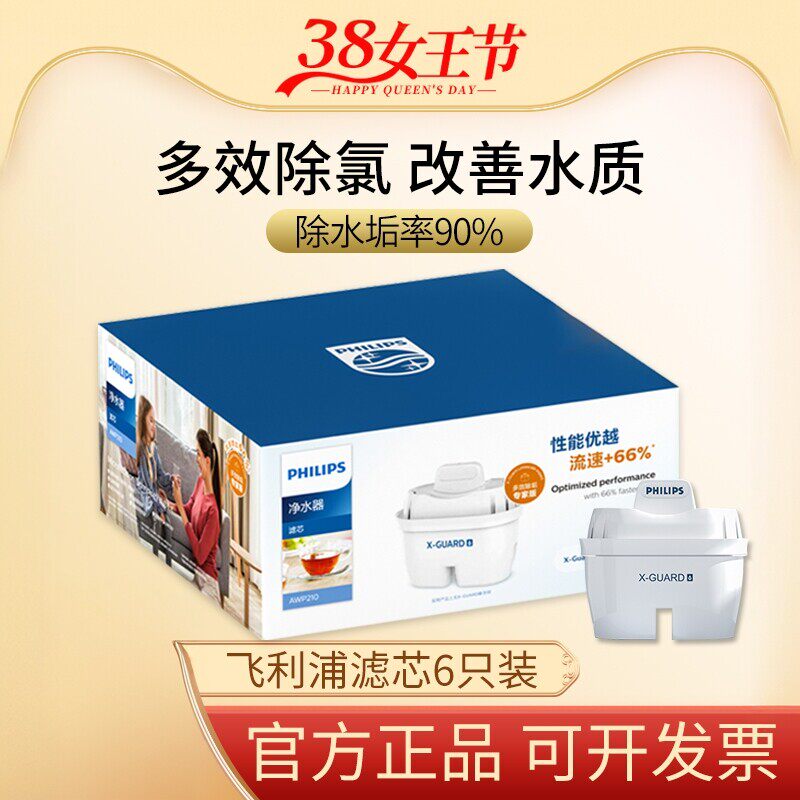 飞利浦净水壶滤芯家用过滤壶滤芯净水器垢除垢专家版2814通用滤芯