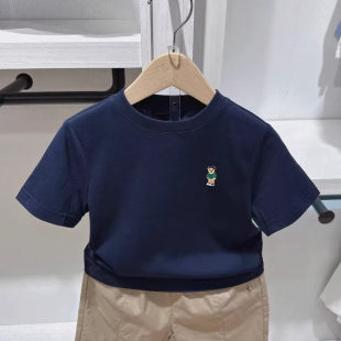 夏季新装男女童纯棉圆领休闲舒适短袖中大童百搭洋气简约T恤上衣