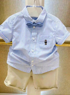 夏款男童纯棉洋气短袖衬衣